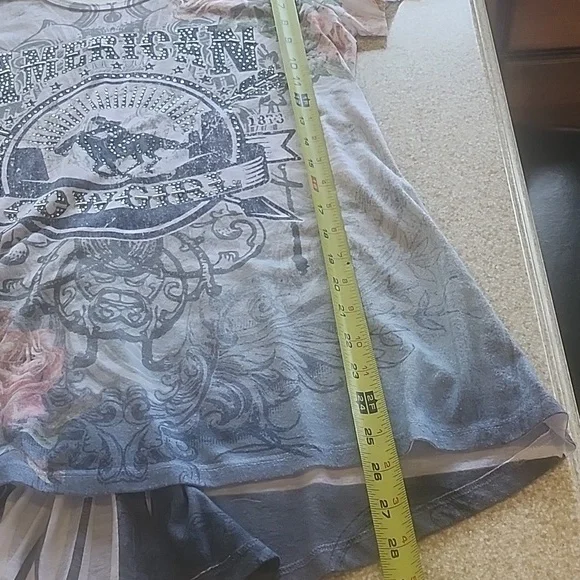 American Cowgirl Floral Graphic Tee - White and Pink Size M - Picture 11 of 11